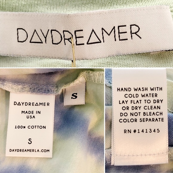 NWT DAYDREAMER 100% Cotton Green Iris Tie Dye Boxy Crop Tee Top Size Small - Picture 12 of 15